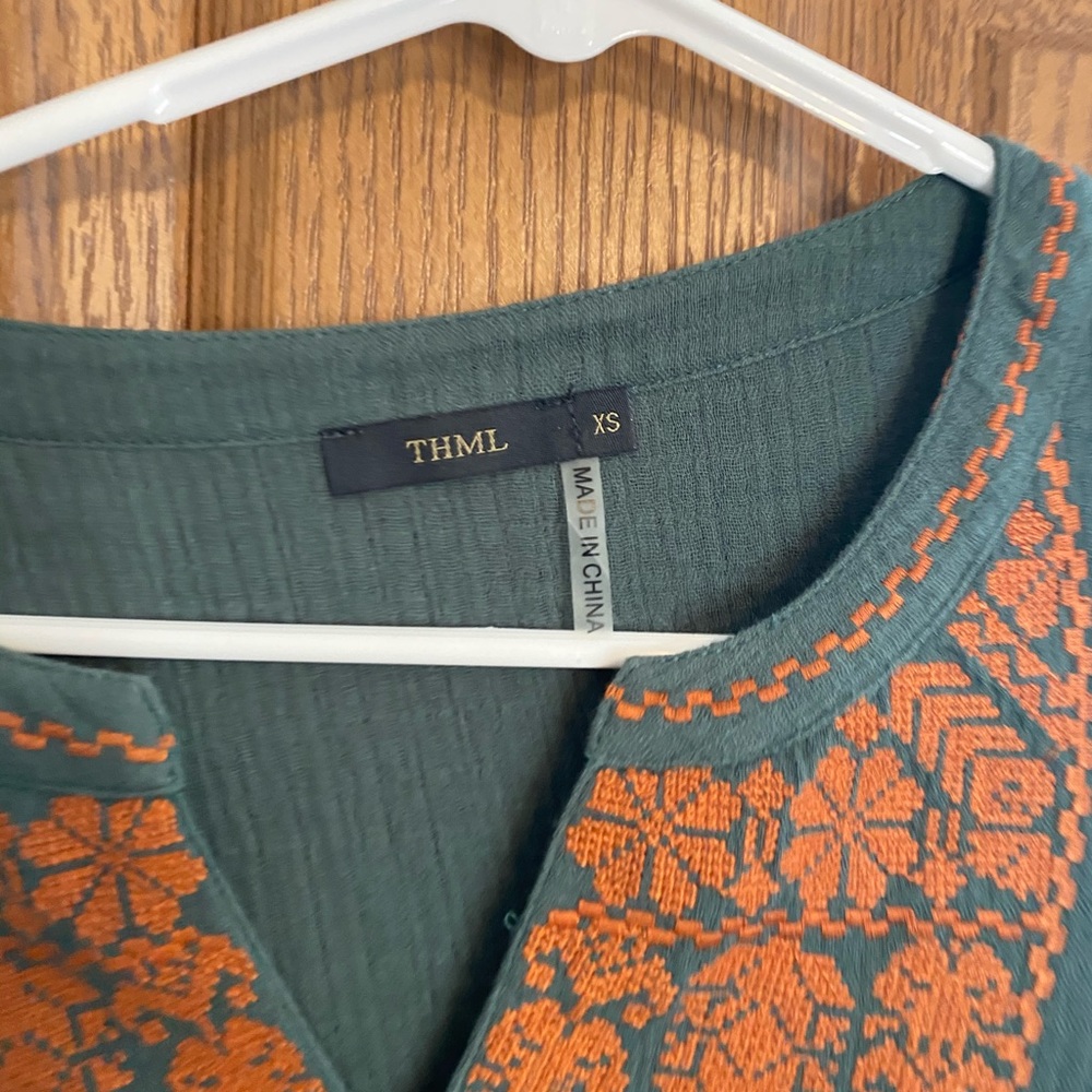 Olive & Orange Embroidered Tunic - Picture 10 of 11